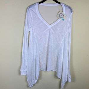 Blue Life Asymmetrical Crispy White Top.